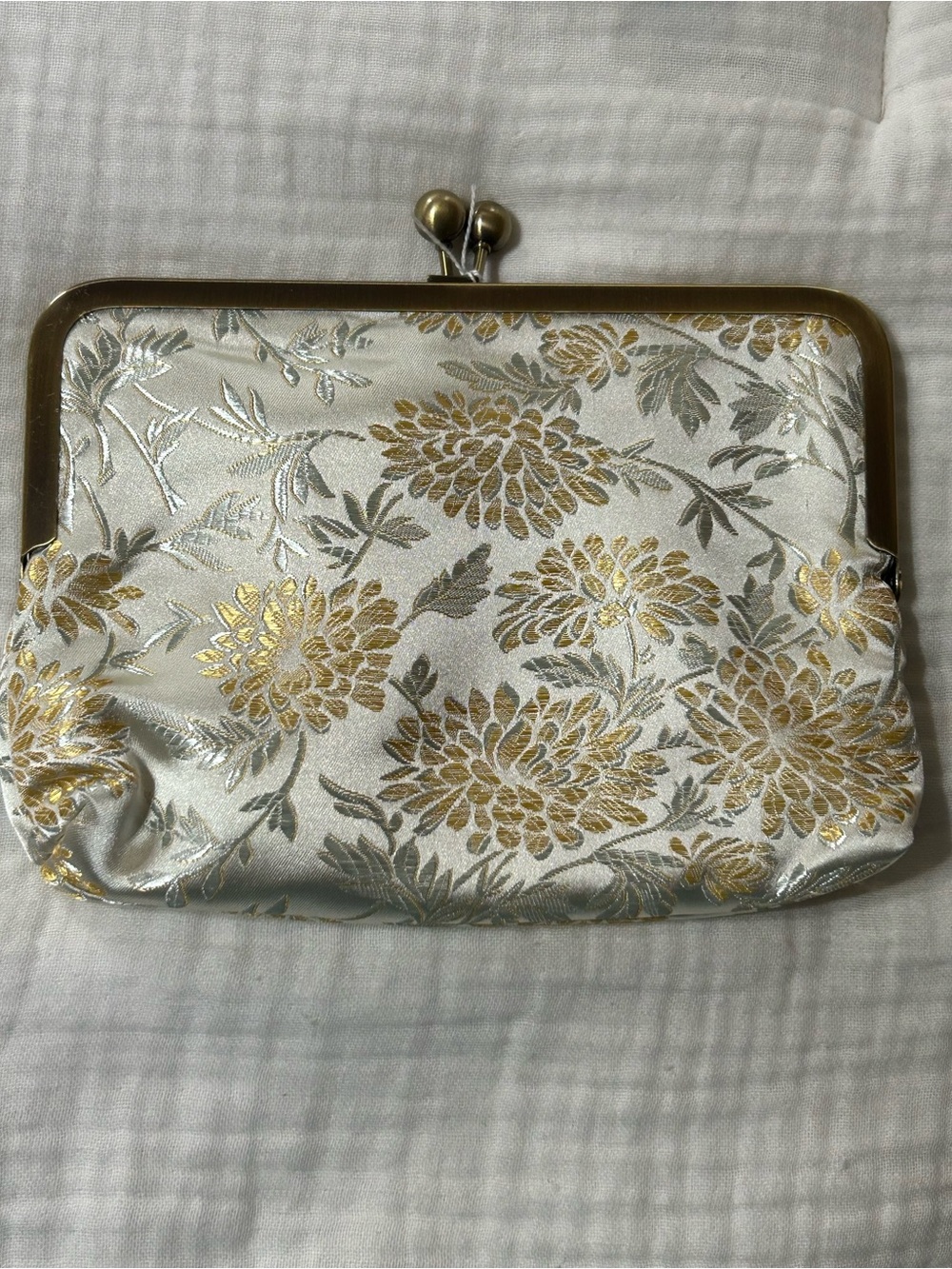 Handmade Satin and Dupioni Silk Kiss Lock Clutch Purse